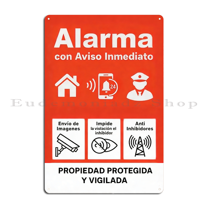 Home Security Device - Винтажная металлическая табличка-постер «Ретро система сигнализации