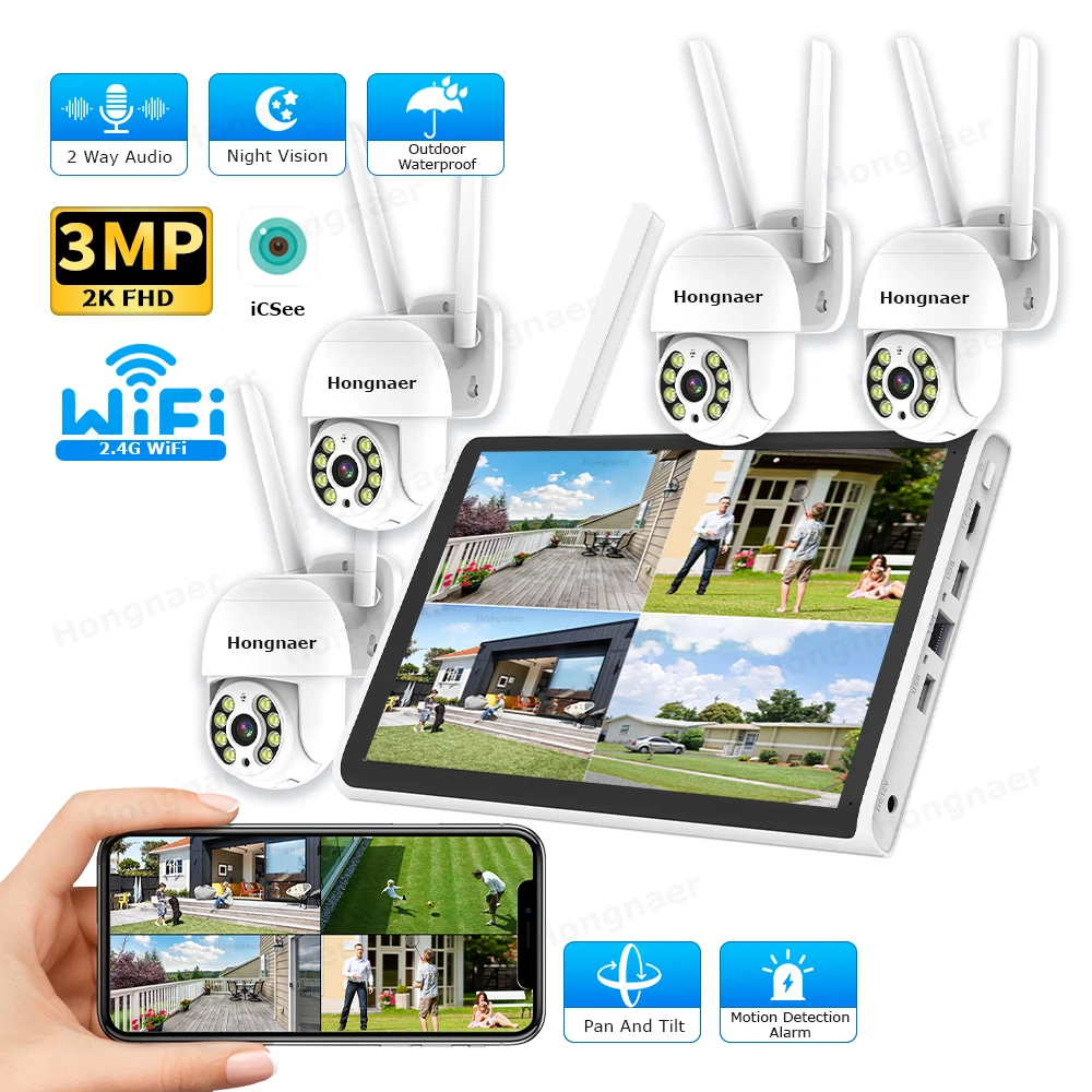 Home Security Wifi Camera - Комплект беспроводной системы видеонаблюдения Hongnaer 2026: